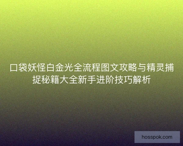 口袋妖怪白金光全流程图文攻略与精灵捕捉秘籍大全新手进阶技巧解析