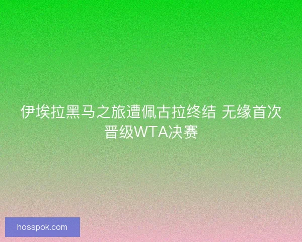伊埃拉黑马之旅遭佩古拉终结 无缘首次晋级WTA决赛