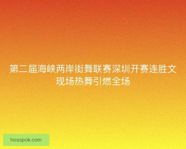 第二届海峡两岸街舞联赛深圳开赛连胜文现场热舞引燃全场